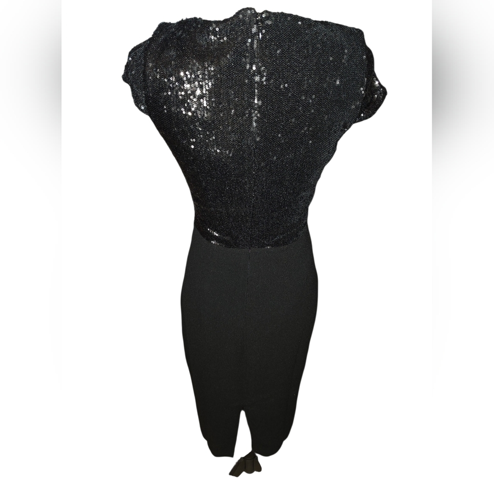 Dress the Population Black Sequin Cap Sleeve Midi Dress - Picture 3 of 6